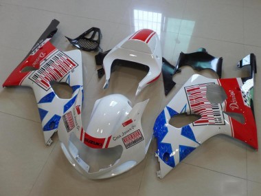 Rabatt Suzuki GSXR 1000 Motorrad Verkleidung 2000-2002 - Weiss Rot Blau Stern