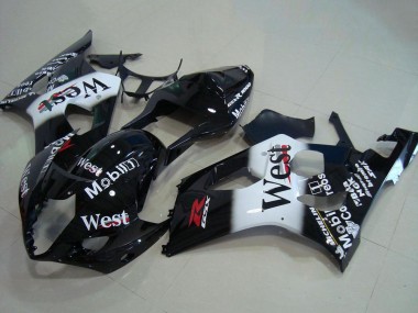 Rabatt Suzuki GSXR 1000 Motorrad Verkleidung 2003-2004 - Glanzendes Schwarz Weiss West Rot