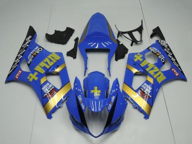 Rabatt Suzuki GSXR 1000 Motorrad Verkleidung 2003-2004 - Blau Gold Schwarz Rizla