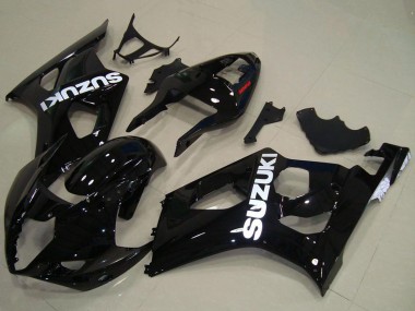 Rabatt Suzuki GSXR 1000 Motorrad Verkleidung 2003-2004 - Glanzendes Schwarz Weiss Aufkleber