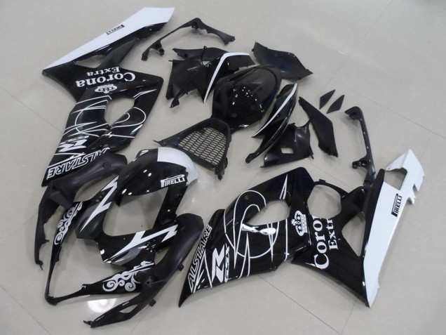 Rabatt Suzuki GSXR 1000 Motorrad Verkleidung 2005-2006 - Glanzendes Schwarz Weiss Corona