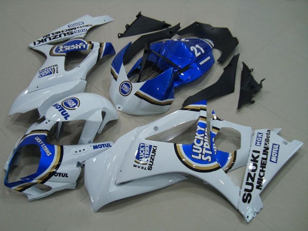Rabatt Suzuki GSXR 1000 Motorrad Verkleidung 2007-2008 - Weiss Blau Lucky Strike