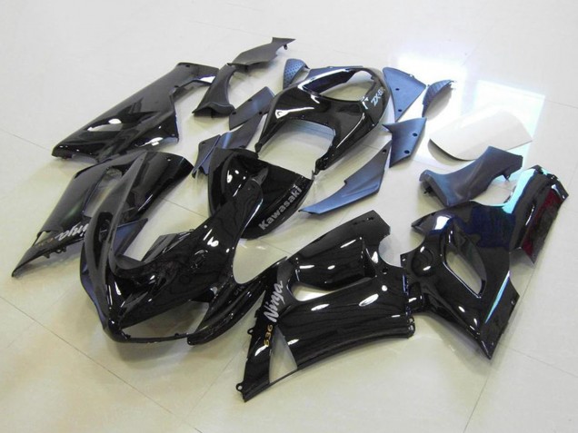 Rabatt Kawasaki ZX6R Motorrad Verkleidung 2005-2006 - Glanzendes Schwarz Silber Aufkleber