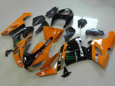 Rabatt Kawasaki ZX6R Motorrad Verkleidung 2005-2006 - Orange Schwarz Grun Monster