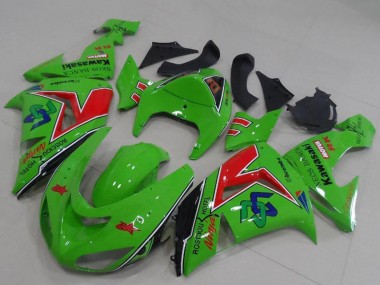 Rabatt Kawasaki ZX6R Motorrad Verkleidung 2005-2006 - Grun Rot Schwarz ENEOS Banca