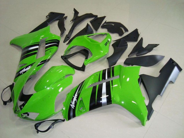 Rabatt Kawasaki ZX6R Motorrad Verkleidung 2007-2008 - Grun und Silber Streifen