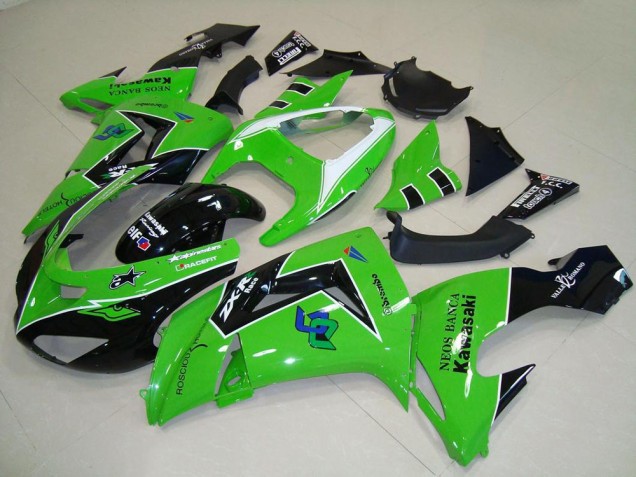 Rabatt Kawasaki ZX10R Motorrad Verkleidung 2006-2007 - Grun Weiss Glanzendes Schwarz