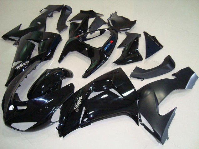 Rabatt Kawasaki ZX10R Motorrad Verkleidung 2006-2007 - Glanzendes Schwarz Matt Schwarz Weiss Ninja