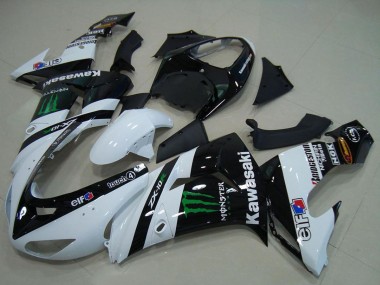 Rabatt Kawasaki ZX10R Motorrad Verkleidung 2006-2007 - Weiss Glanzendes Schwarz Grun Elf Monster