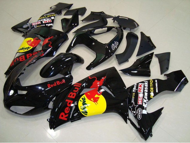 Rabatt Kawasaki ZX10R Motorrad Verkleidung 2006-2007 - Glanzendes Schwarz Gelb Red Bull