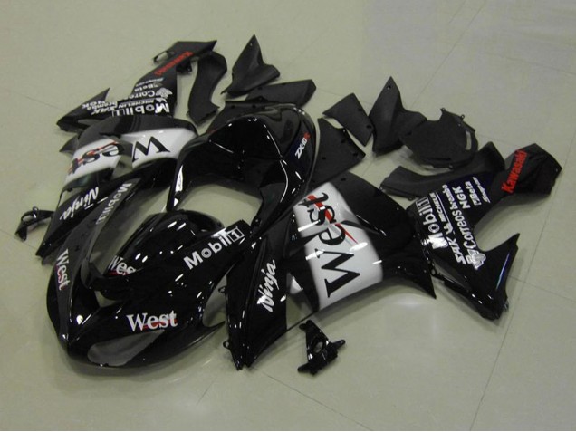 Rabatt Kawasaki ZX10R Motorrad Verkleidung 2006-2007 - Glanzendes Schwarz Weiss West Rot