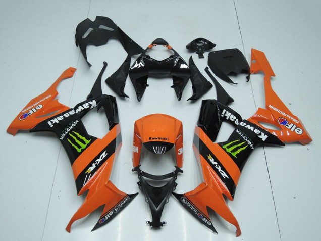 Rabatt Kawasaki ZX10R Motorrad Verkleidung 2008-2010 - Orange Schwarz Grun Monster