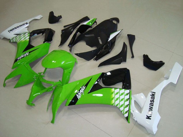Rabatt Kawasaki ZX10R Motorrad Verkleidung 2008-2010 - Weiss Grun Glanzendes Schwarz