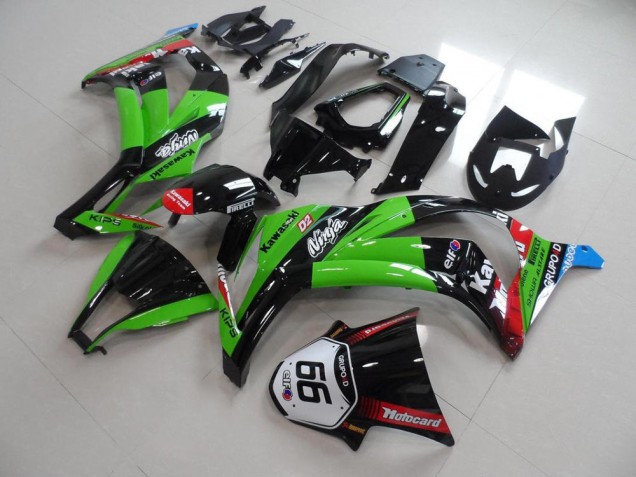 Rabatt Kawasaki ZX10R Motorrad Verkleidung 2011-2015 - Grun Rot Glanzendes Schwarz KIPS Motocard Elf 66