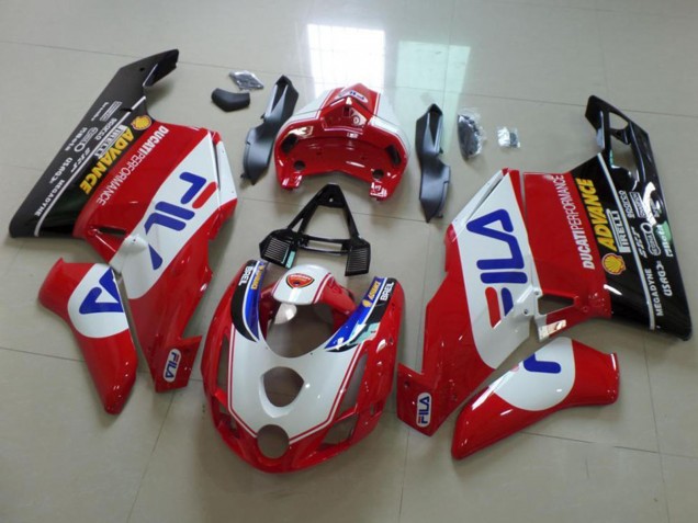 Rabatt Ducati 749 999 Motorrad Verkleidung 2003-2004 - Weiss Rot Blau Glanzendes Schwarz Fila