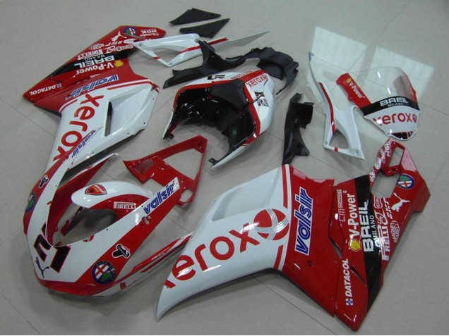 Rabatt Ducati 848 1098 1198 Motorrad Verkleidung 2007-2014 - Weiss Rot Glanzendes Schwarz Valsir Xerox OEM Stil 21