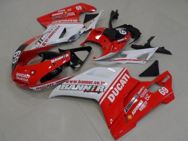 Rabatt Ducati 848 1098 1198 Motorrad Verkleidung 2007-2014 - Weiss Rot Glanzendes Schwarz Banner 69