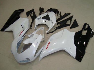 Rabatt Ducati 848 Motorrad Verkleidung 2007-2014 - Weiss Glanzendes Schwarz