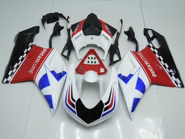 Rabatt Ducati 848 1098 1198 Motorrad Verkleidung 2007-2014 - Weiss Rot Blau Glanzendes Schwarz Corse