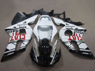 Rabatt Yamaha YZF R6 Motorrad Verkleidung 1998-2002 - Weiss Glanzendes Schwarz Fiat Motul Michelin