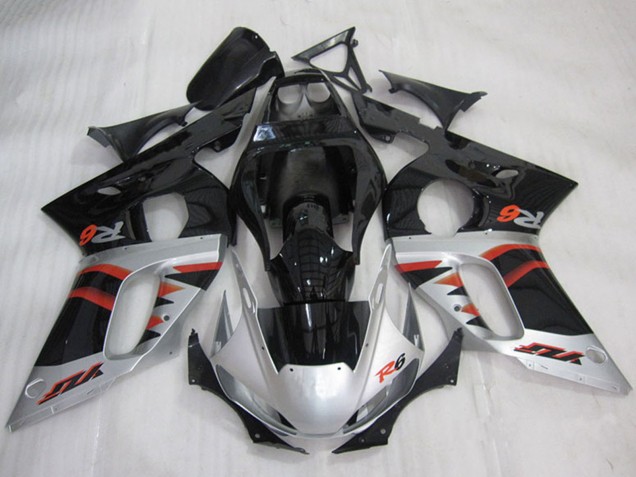 Rabatt Yamaha YZF R6 Motorrad Verkleidung 1998-2002 - Silber Rot Glanzendes Schwarz