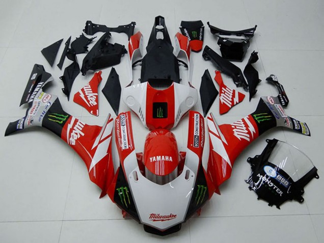 Rabatt Yamaha YZF R1 Motorrad Verkleidung 2015-2019 - Weiss Rot Schwarz Grun Monster Milwaukee