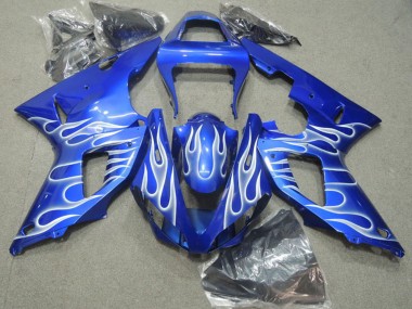 Rabatt Yamaha YZF R1 Motorrad Verkleidung 2000-2001 - Blau Weiss Flamme