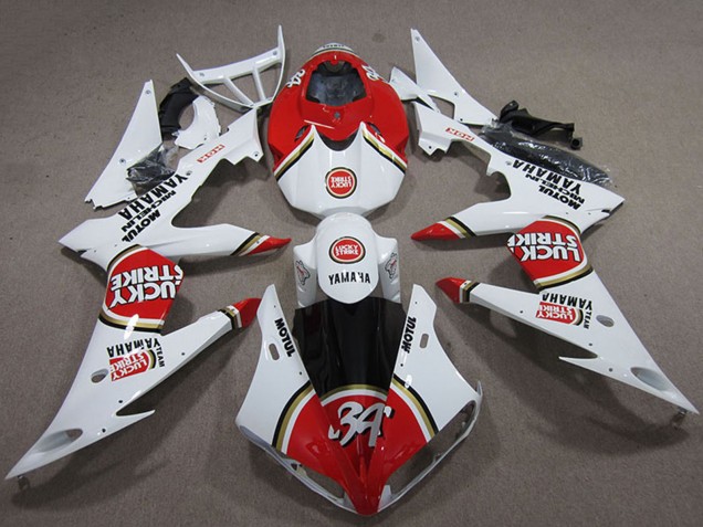 Rabatt Yamaha YZF R1 Motorrad Verkleidung 2004-2006 - Weiss Rot Lucky Strike