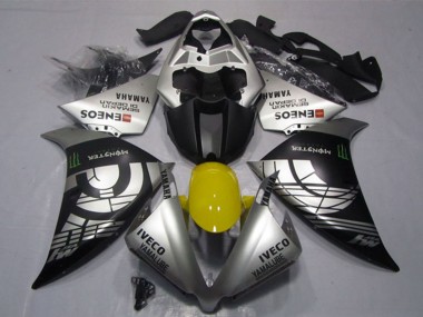 Rabatt Yamaha YZF R1 Motorrad Verkleidung 2012-2014 - Silber Schwarz IVECO Yamalube ENEOS Monster