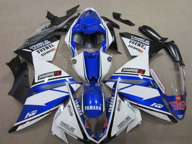 Rabatt Yamaha YZF R1 Motorrad Verkleidung 2012-2014 - Weiss Blau Schwarz Pizzoli ENEOS Yamalube Semakin Didepan