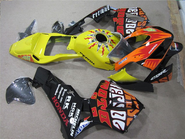 Rabatt Honda CBR600RR Motorrad Verkleidung 2005-2006 - Schwarz Orange Gelb Rossi Repsol