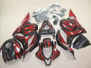 Rabatt Honda CBR600RR Motorrad Verkleidung 2009-2012 - Glanzendes Schwarz Rot Flamme