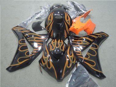 Rabatt Honda CBR1000RR Motorrad Verkleidung 2008-2011 - Glanzendes Schwarz Orange Flamme