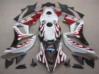 Rabatt Honda CBR1000RR Motorrad Verkleidung 2004-2005 - Weiss Rot Glanzendes Schwarz Flamme Hai