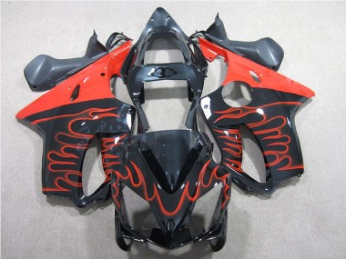 Rabatt Honda CBR600 F4i Motorrad Verkleidung Kit 2001-2003 - Glanzendes Schwarz Rot Flamme