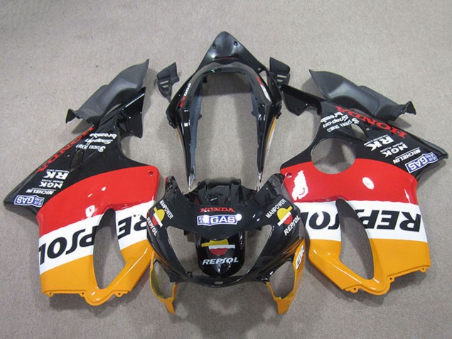 Rabatt Honda CBR600 F4 Motorrad Verkleidung 1999-2000 - Orange Weiss Rot Glanzendes Schwarz Repsol