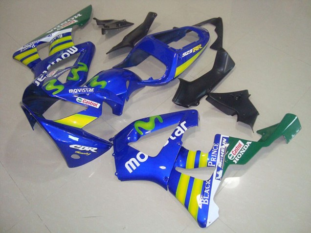 Rabatt Honda CBR900RR 929 Motorrad Verkleidung 2000-2001 - Blau Gelb Grun MoviStar Castrol