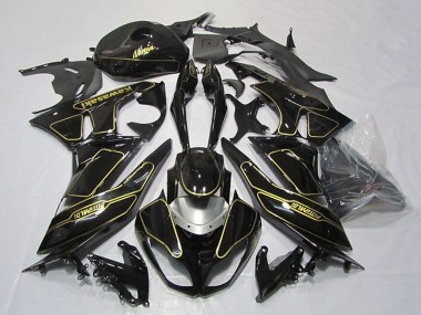 Rabatt Kawasaki ZX6R Motorrad Verkleidung 2009-2012 - Glanzendes Schwarz Silber Gold