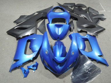Rabatt Kawasaki ZX6R Motorrad Verkleidung Kit 2005-2006 - Blau Matt Schwarz