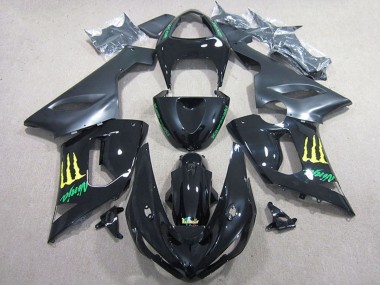 Rabatt Kawasaki ZX6R Motorrad Verkleidung 2005-2006 - Glanzendes Schwarz Gelb Monster