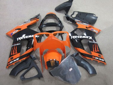 Rabatt Kawasaki ZX6R Motorrad Verkleidung 2003-2004 - Orange Schwarz Monster