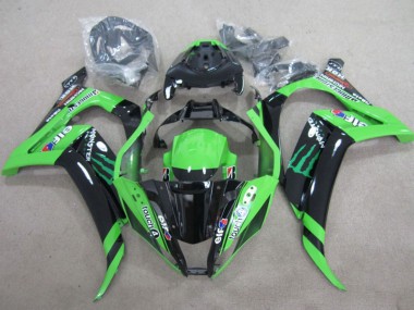 Rabatt Kawasaki ZX10R Motorrad Verkleidung 2011-2015 - Grun Glanzendes Schwarz Grun Elf Touch4 Monster