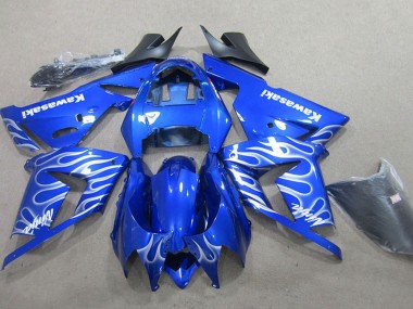 Rabatt Kawasaki ZX10R Motorrad Verkleidung 2004-2005 - Blau Weiss Flamme
