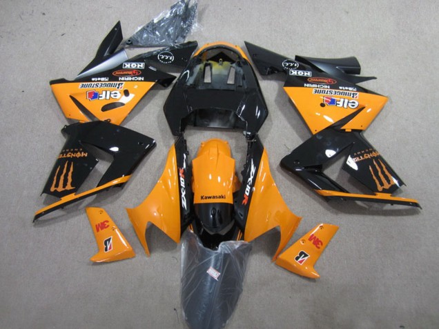 Rabatt Kawasaki ZX10R Motorrad Verkleidung 2004-2005 - Orange Glanzendes Schwarz 3M Monster