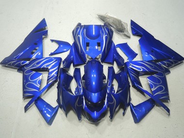 Rabatt Kawasaki ZX10R Motorrad Verkleidung 2004-2005 - Blau Weiss Flamme