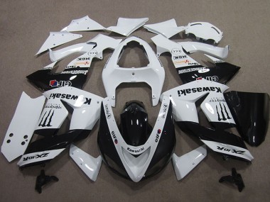Rabatt Kawasaki ZX10R Motorrad Verkleidung 2006-2007 - Weiss Glanzendes Schwarz Elf Touch4 Monster Energy