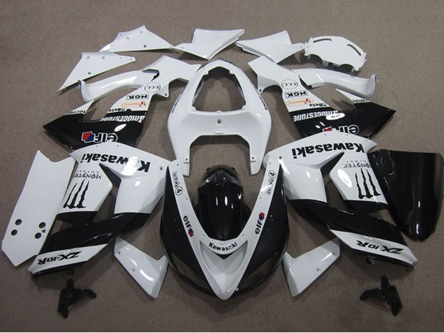 Rabatt Kawasaki ZX10R Motorrad Verkleidung 2006-2007 - Weiss Glanzendes Schwarz Elf Touch4 Monster Energy