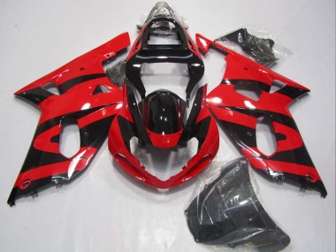 Rabatt Suzuki GSXR 600 Motorrad Verkleidung 2001-2003 - Rot Glanzendes Schwarz