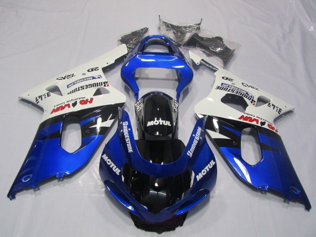 Rabatt Suzuki GSXR 600 Motorrad Verkleidung 2001-2003 - Weiss Blau Glanzendes Schwarz Motul