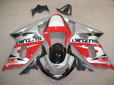 Rabatt Suzuki GSXR 600 Motorrad Verkleidung 2001-2003 - Silber Rot Glanzendes Schwarz